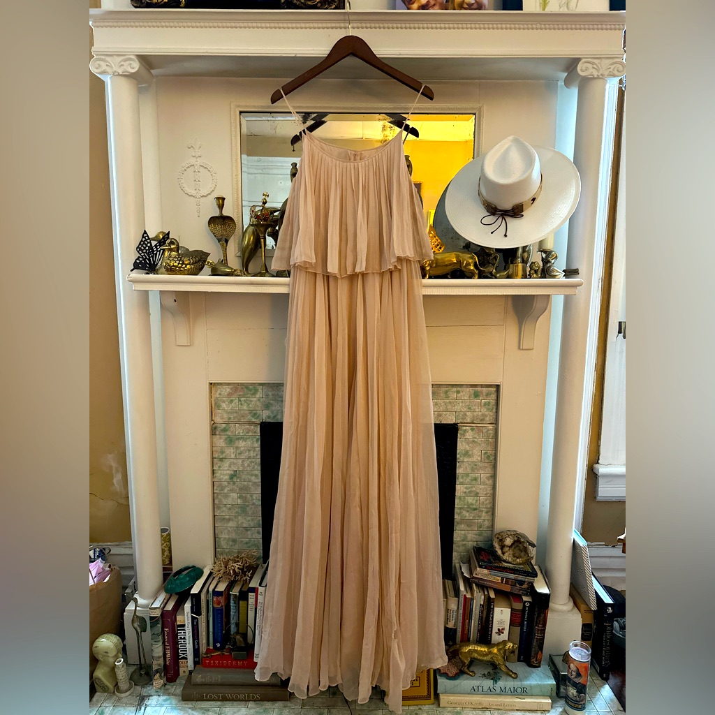 Halston Heritage Pleated Floor Length Gown